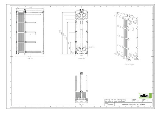 Reflex Wärmetauscher Longtherm RLG-51-85 Plattenzahl 85, geschraubt, Edelstahl