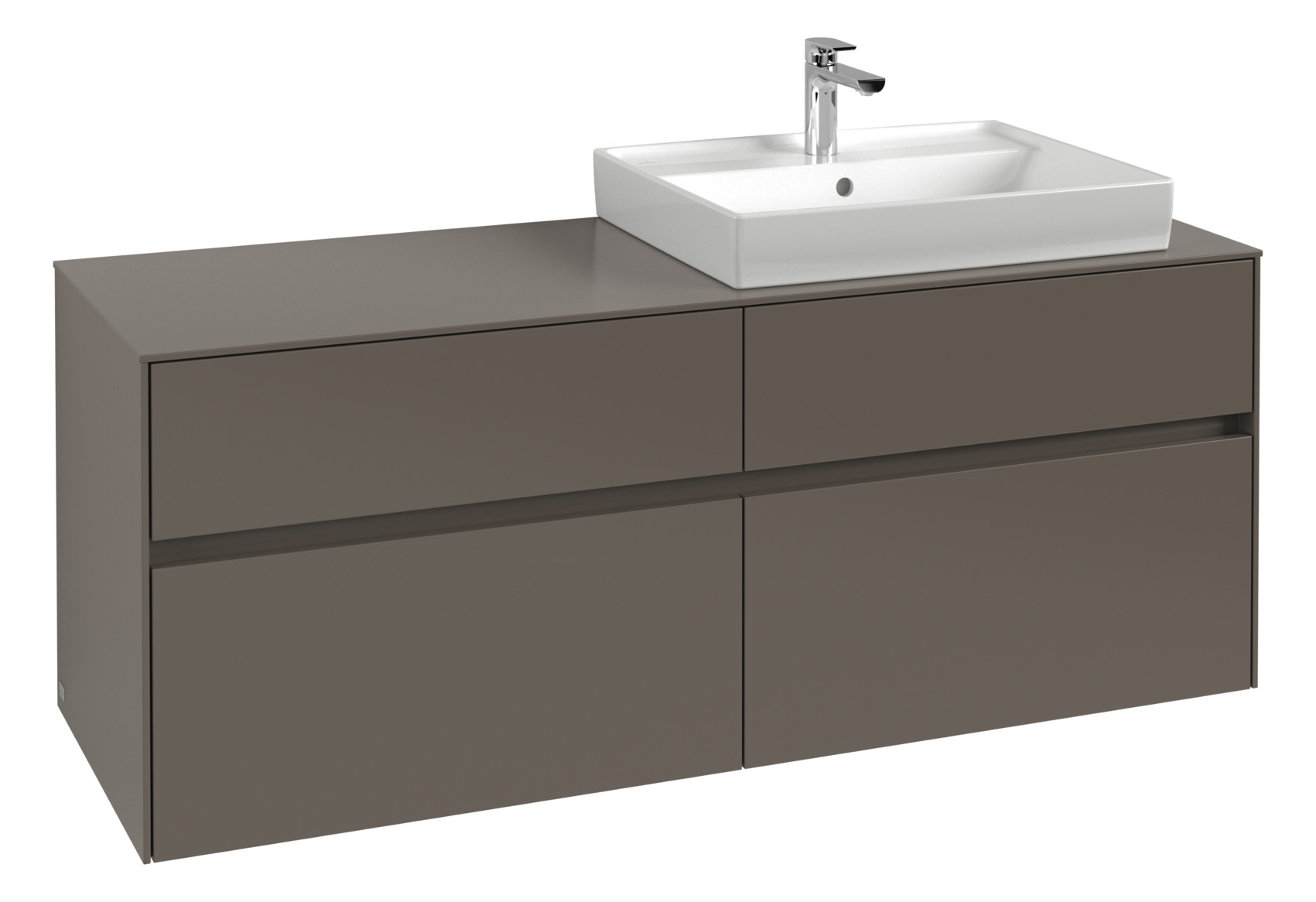 V&B Waschtischunterschrank Collaro 140x54,8x50cm, Waschtisch rechts, glossy grey
