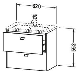 Duravit Waschtisch-Unterschrank Brioso Compact 62 x 38,9 cm, chrom/Leinen, 2 Schubkästen, wandhängend