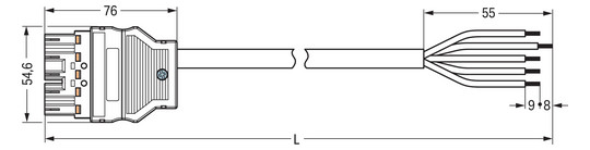 Systemverbindung 5p Serie 771 H05VV-F sw 1,5qmm 5x1,5qmm L3000mm Stecker fr.Ende
