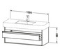 Duravit Waschtisch-Unterschrank Ketho 120 x 45,5 cm, Eiche schwarz, 2 Schubkästen, wandhängend