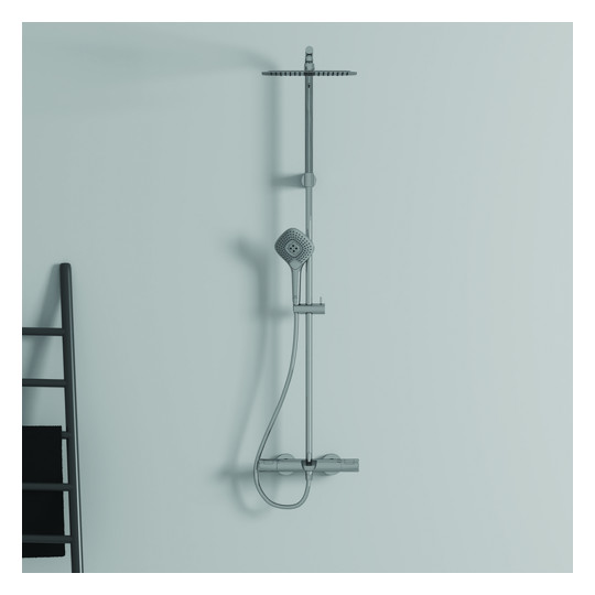 Ideal-Standard Duschsystem Ceratherm T100 Flex mit Brausethermostat, Handbrause, chrom