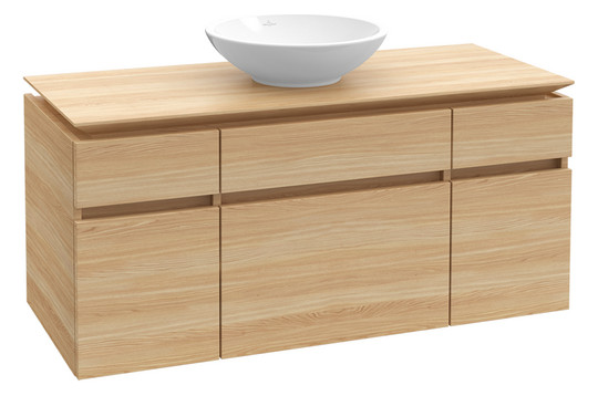 V&B Waschtischunterschrank Legato 120x55x50cm, Waschtisch mittig, mit LED-Beleuchtung, Glossy Grey