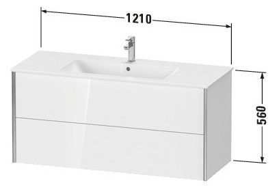 Duravit Waschtisch-Unterschrank XViu 121 x 48 x 56 cm, Eiche natur, 2 Schubkästen, wandhängend, champagner matt