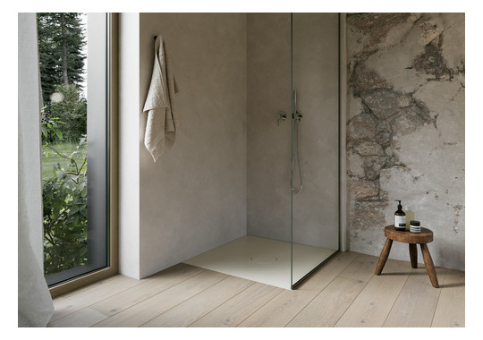 Bette Duschfliese BetteAir 1000 x 1000 mm, cream, Rechteck, glasierter Titan-Stahl