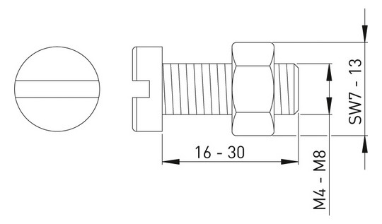 ASW Lochbandschraube M 8 x 25 mm, Stahl verzinkt, mit Muttern gepackt