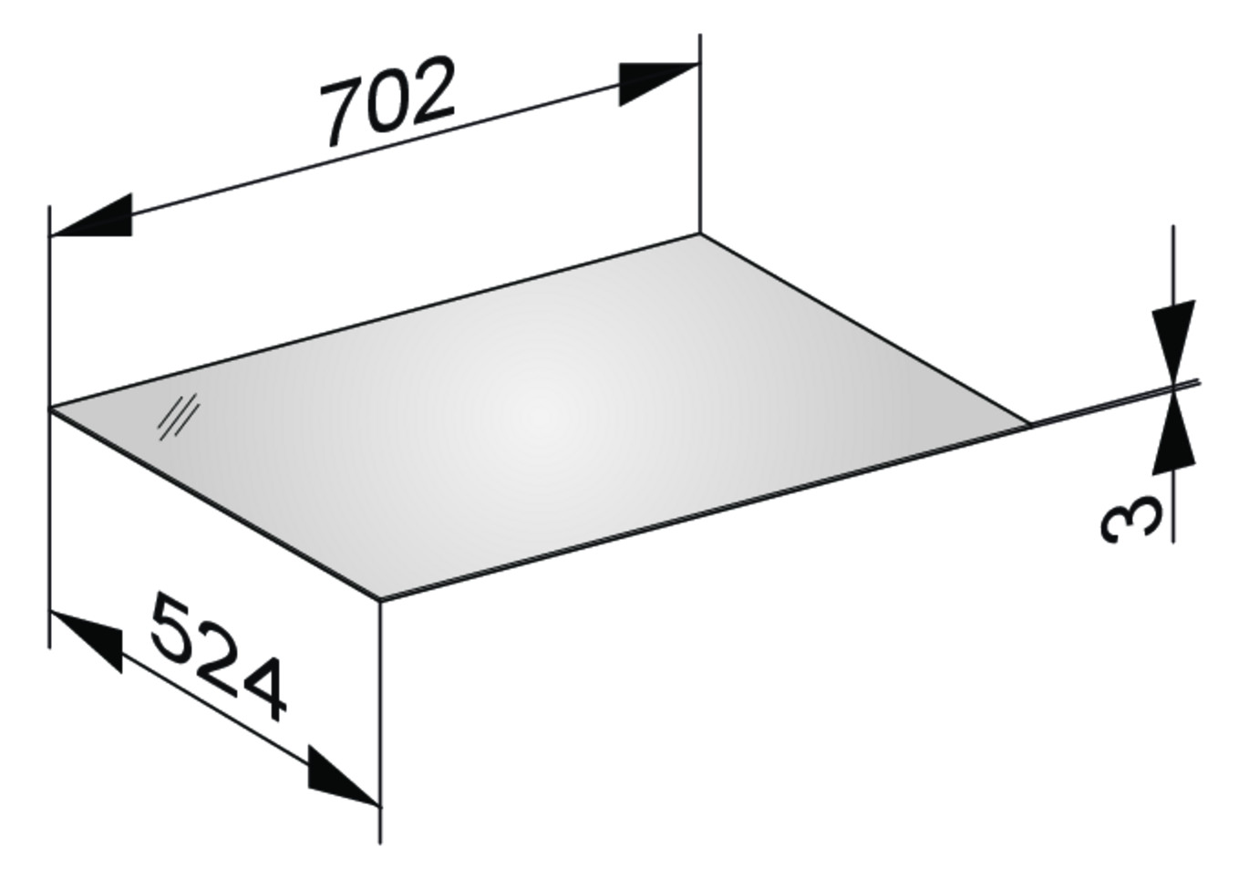 KEUCO Abdeckplatte Edition 11 70,2 x 0,3 x 52,4 cm, Weiß, Glas Weiß satiniert, ESG Glas Unterseite lackiert