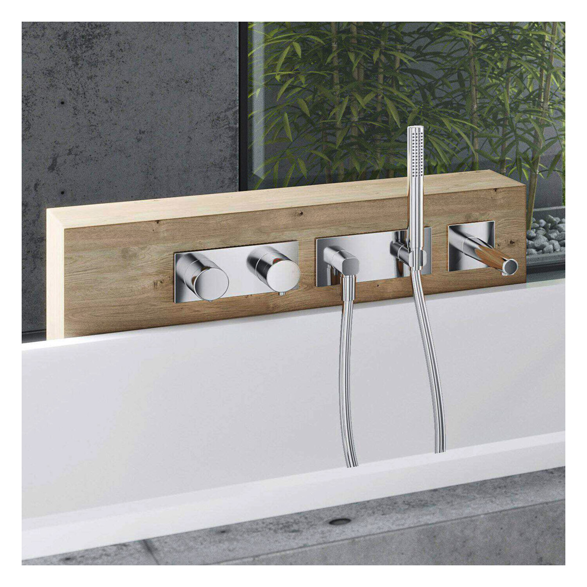 HANSA Brause-Set HANSALIVING 1-strahlig, mit Wandanschlussbogen, chrom