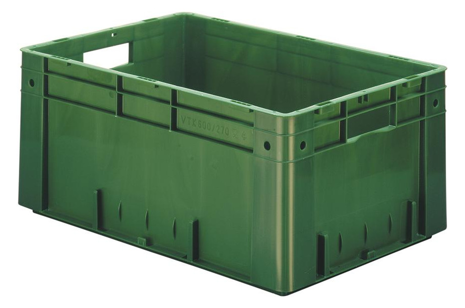 Bild Transport-Stapelkasten B600xT400xH270 mm grün Auflast 700kg mit Griffloch LA-KA- - LA-KA-PE-0