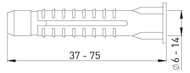 FRANK Profi-Verknotungsdübel mit Kragen, Ø 6 x 37 mm, für Ø 3,0-4,0 mm