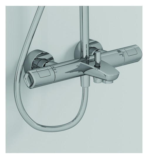 Ideal-Standard Duschsystem Ceratherm T100 Flex mit Brausethermostat, Handbrause, chrom