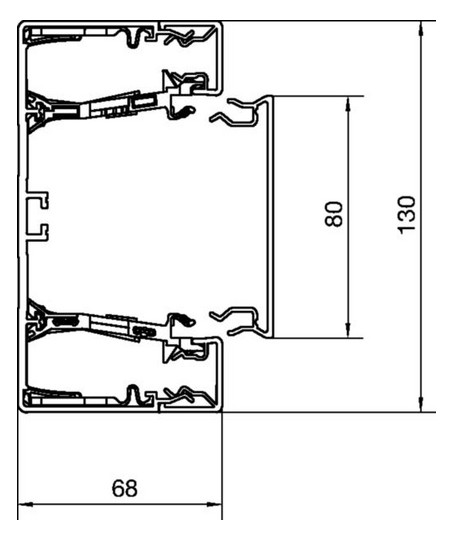 Geräteeinbaukanal Kst 130x68mm gra-sw RAL9011 GEB-K gra/sw unbeh 6900qmm