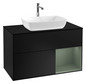 V&B Waschtisch-Unterschrank Wandbeleuchtung Finion 100cm, Abdeckplatte black matt, Regal Olive matt lacquer, Black matt lacquer