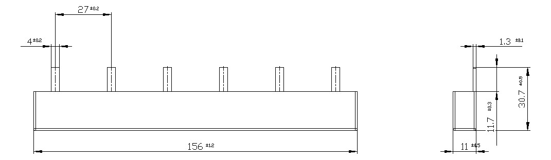 Phasenschiene 3ph 18mm 156mm 16qmm 80A Stift Isoliert