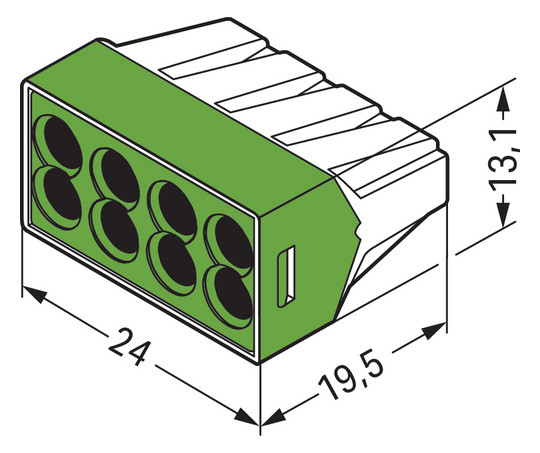Steckklemme 8f 400V 24A 1,5-2,5qmm gn f.Massivleiter
