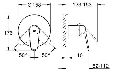 GROHE Fertigmontageset Eurodisc Cosmopolitan UP-Brausearmatur, chrom