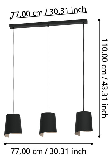 EGLO Hängeleuchte/3 E27 Schwarz/  900426 