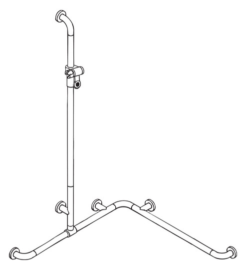 HEWI Duschhandlauf 801 762/762 x 1250 mm, reinweiß, mit Brausehalterstange