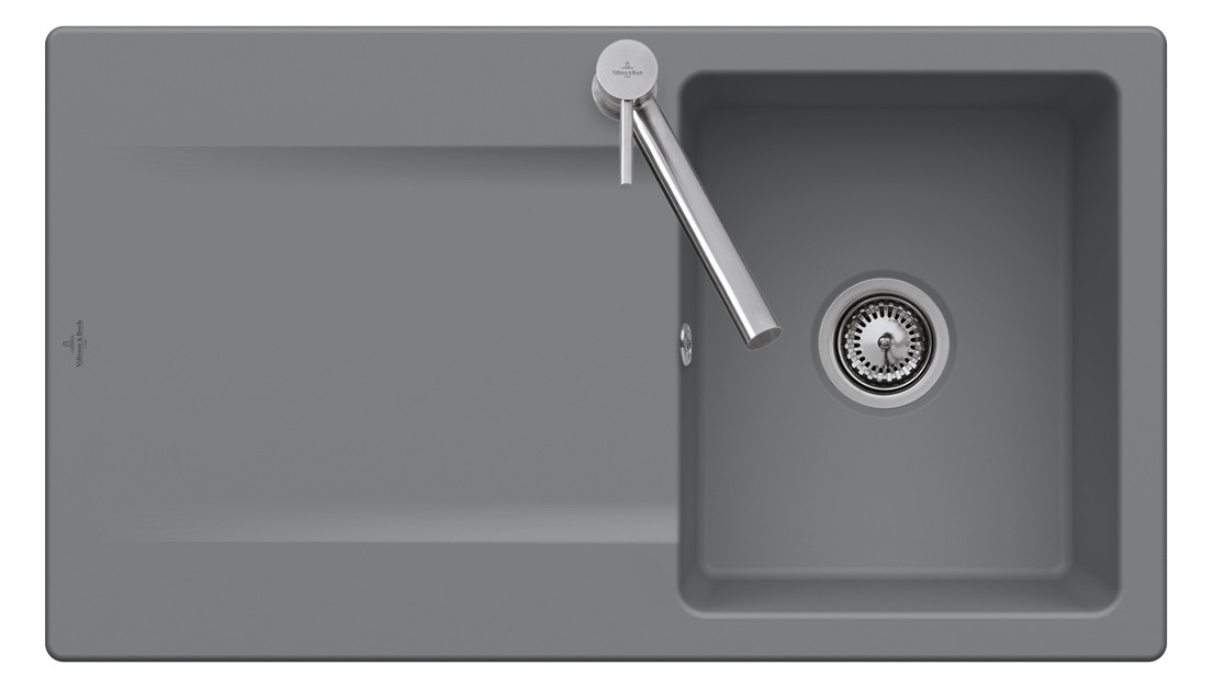 V&B Spüle Siluet 50 mit Ablaufgarnitur, Handbetätigung, weiß alpin CeramicPlus