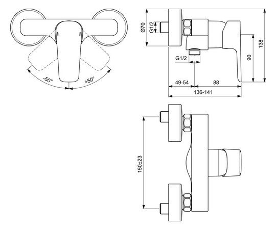 Ideal-Standard Brause-Einhebelmischer CeraPlan III AP, verchromt