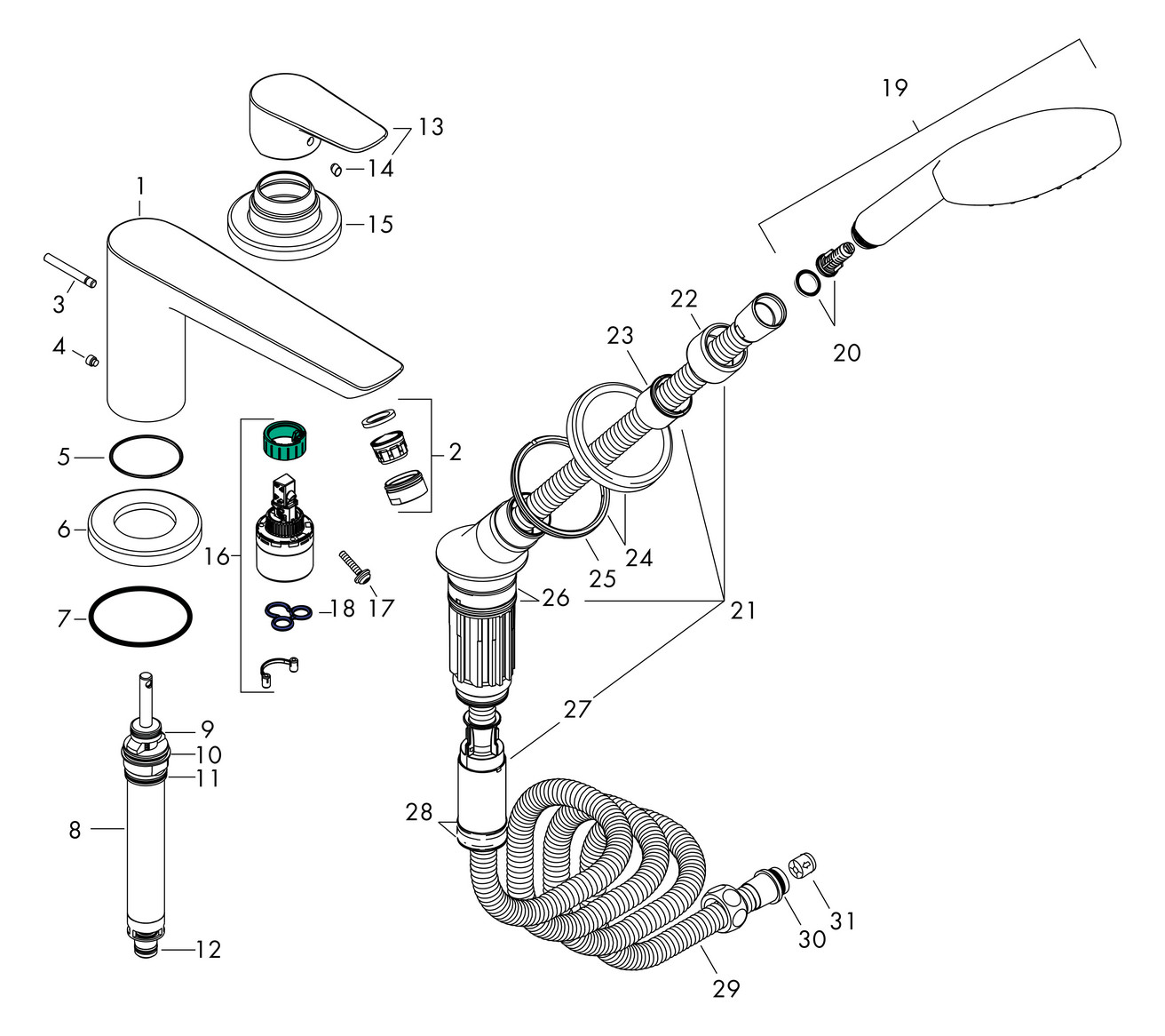hansgrohe Fertigmontageset Talis E 3-Loch-Wannenrandarmatur, chrom