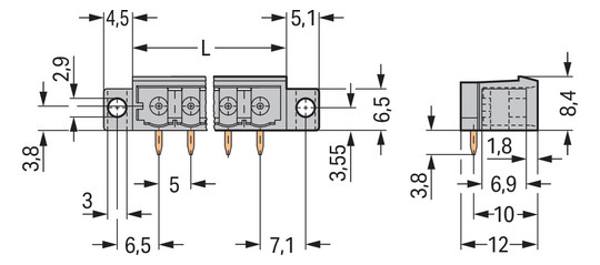 Platinenstecker Stift 2p Serie 231 gr 1re 5mm Zinn Löt frei