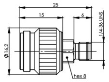 Koax-Kupplung TNC Stecker/Buchse 50Ohm ger
