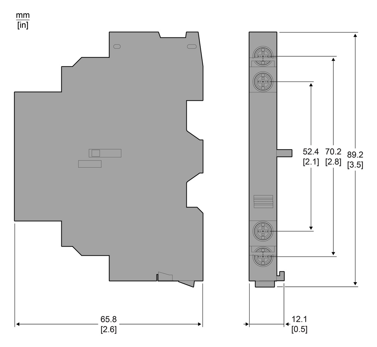 Hilfsschalterblock 1S 1Ö Seitenanb 3,3A/AC Federzugans