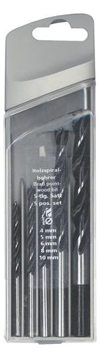 fortis-Maschinen-Holzspiralbohrer-Satz -5-teilig, 4-10 mm