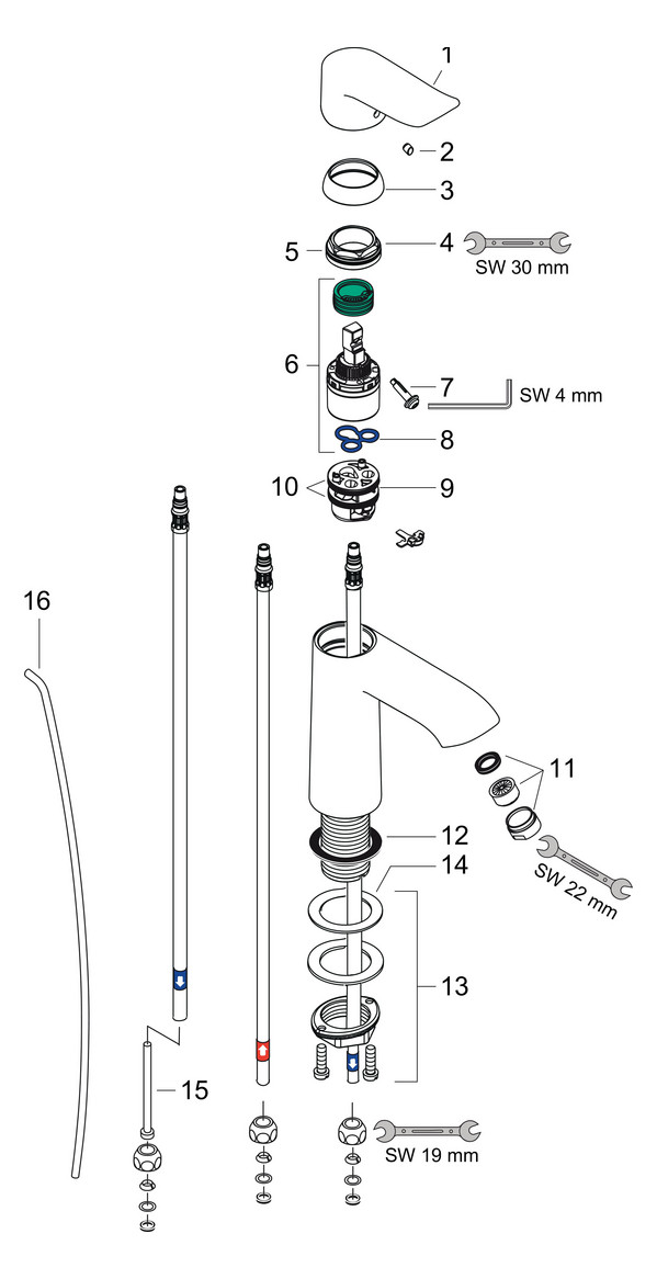 hansgrohe Waschtisch-Einhebelmischer 110 Metris ND, für offene Warmwasserbereiter, mit Zugstangen-Ablaufgarnitur, chrom