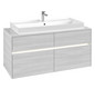 V&B Waschtischunterschrank Collaro 120x54,8x50cm, Waschtisch mittig, LED-Beleuchtung 8,8 W, white wood