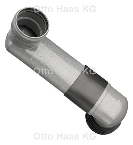 HAAS WC-Versprungbogen OHA DN 90/110, waagerecht, mit Schrumpfschlauch, grau