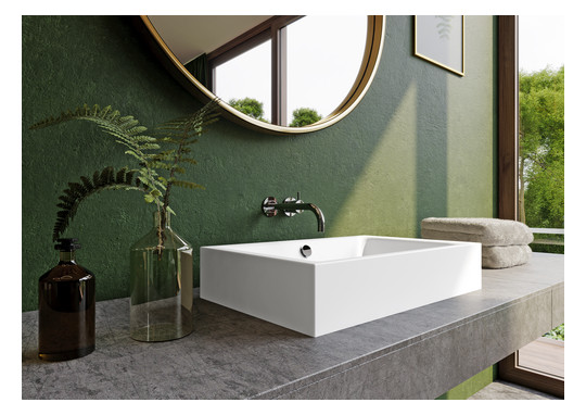 Kaldewei Aufsatzwaschtisch PURO S 3176, 90 x 38,5 cm, warm grey 60, mit Überlauf, ohne Hahnloch