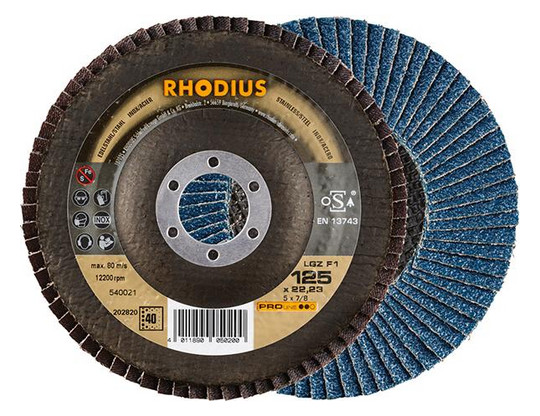 RHODIUS-Lamellenschleifscheibe LGZ F1 - 125mm, K40, gerade