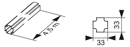 TECE Profilrohr TECEprofil Stange a 4,5 m, 33 x 33 mm, verzinkt
