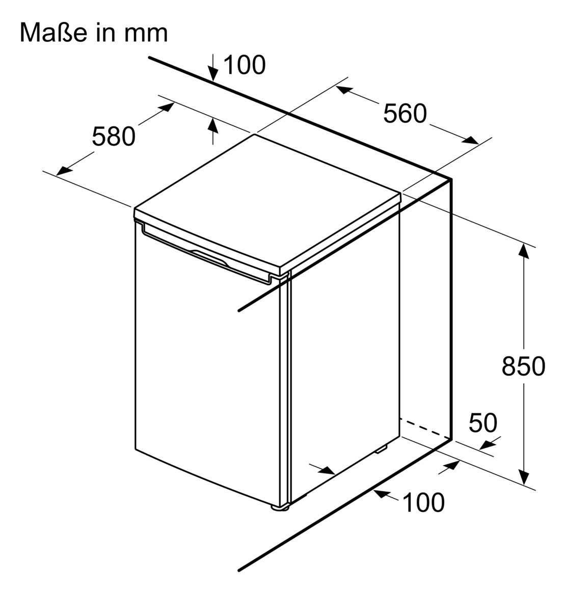 Tischgefrierschrank 83l E 164kwh 39dB ws 3Korb B560xH850xT580mm Warnsignal: