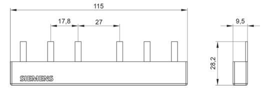 Phasenschiene 4ph 18mm 115mm 10qmm 50A Stift Isoliert