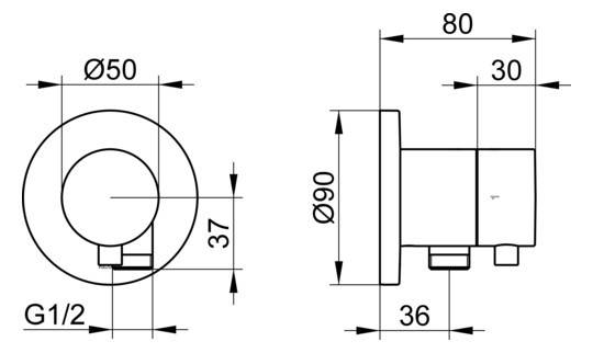 KEUCO Fertigmontageset IXMO UP-2-Wege-Ab-/Umstellventil, Schlauchanschluss, Griff Comfort, rund, schwarz matt