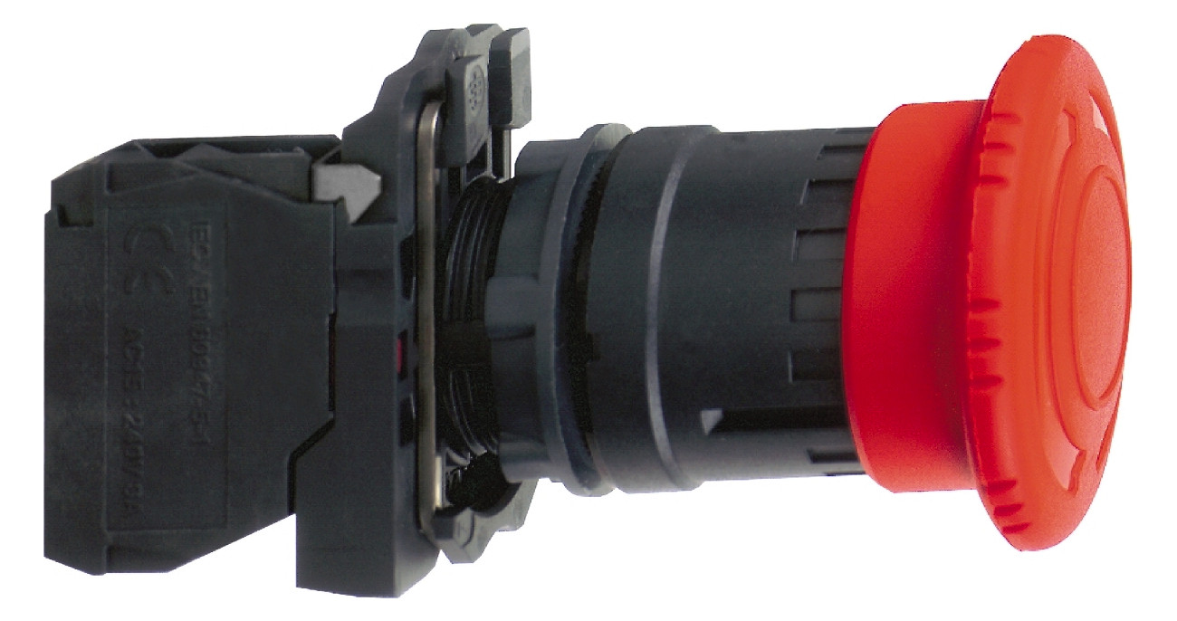 Not-Aus Taster EB IP66 Dreh 1S 1Ö Einb Ø22,5mm Schraub