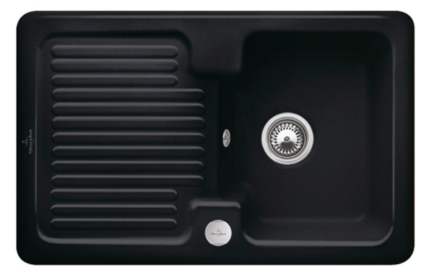 V&B Spüle Condor 45 mit Ablaufgarnitur, Excenterbetätigung, ebony CeramicPlus