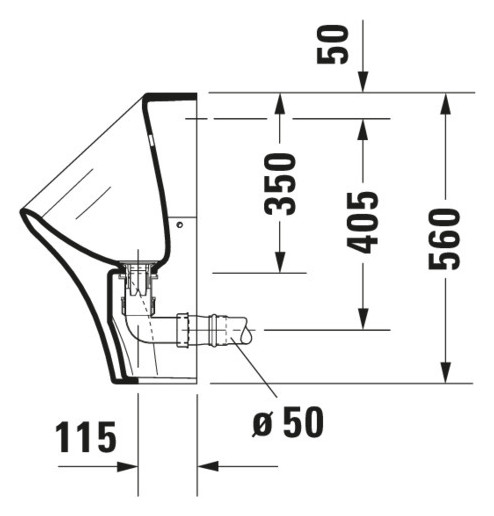 Duravit Absaug-Urinal DuraStyle 30x34cm, Zulauf von hinten, Rimless, ohne Fliege, weiß