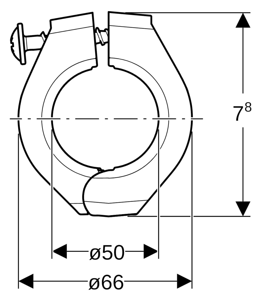 Geberit Fixpunktbefestigung FlowFit 50 mm, Breite 78 mm, 1-teilig