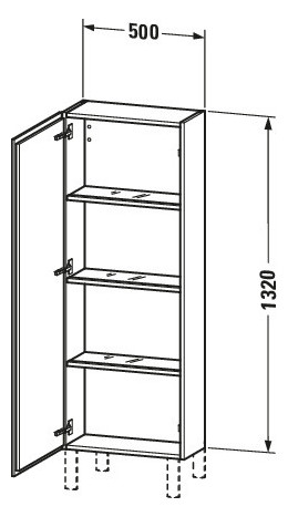Duravit Halbhochschrank L-Cube 50x24,3x132cm, Tür rechts, eiche terra
