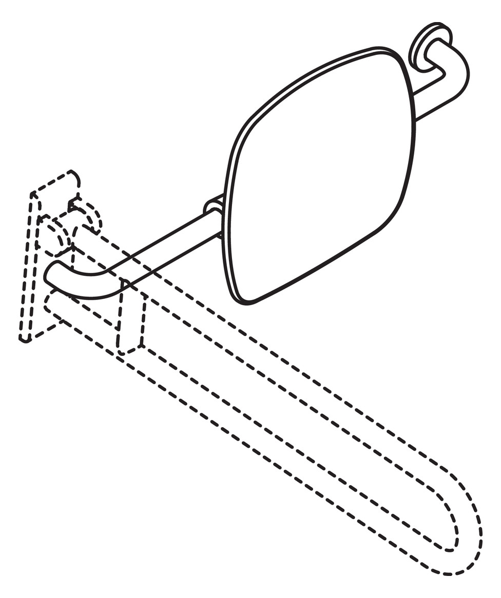 HEWI Rückenstütze 801 Wandabstand 150mm, Ausführung rechts, Lehne signalweiß, senfgelb