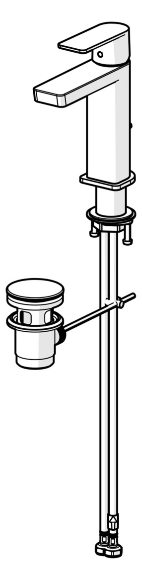 HANSA Waschtisch-Einhebelmischer HANSASTELA Eco mit Ablaufgarnitur, Ausladung 106mm, chrom