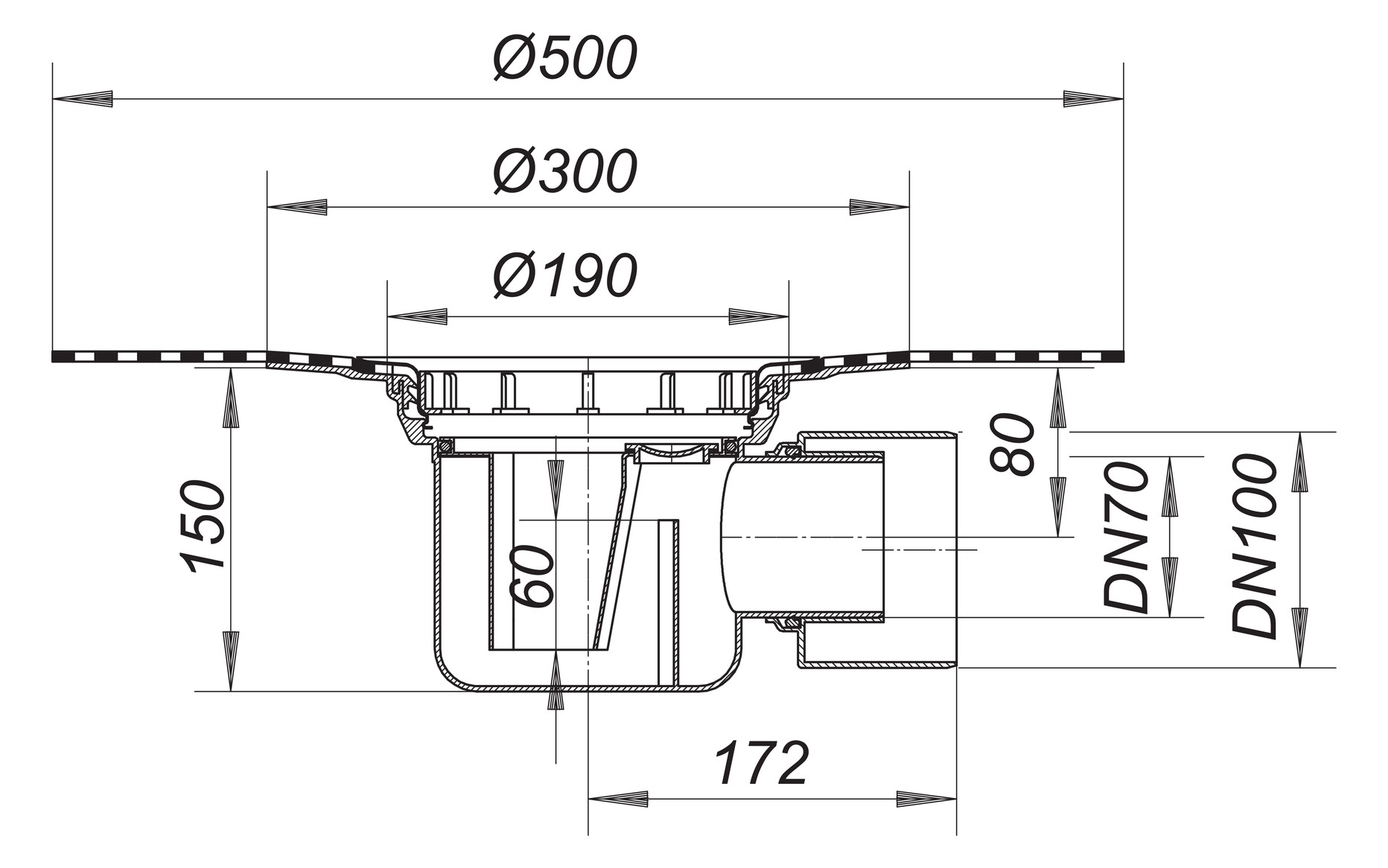 Dallmer Ablaufgehäuse 57 DallBit Serie 15 DN 70/100