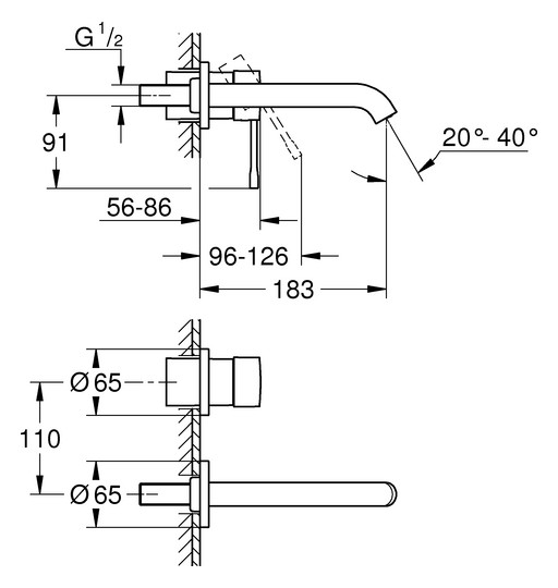 GROHE Fertigmontageset Essence UP-2-Loch-Waschtischmischer, Ausladung 18,3cm, warm sunset gebürstet