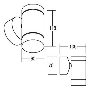 Wandanbauleuchte 35W HV edst IP44 GU10 110x70x120mm