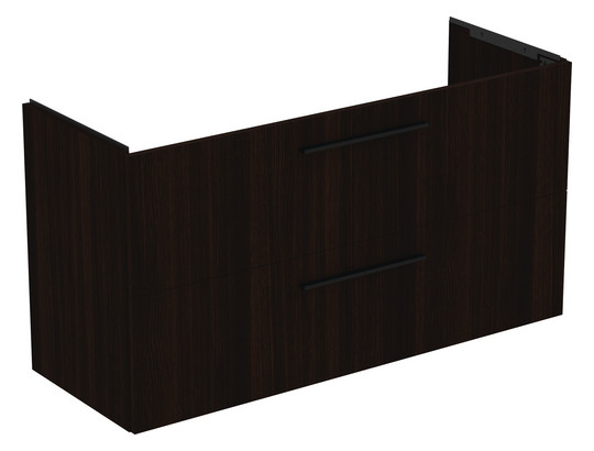 Ideal-Standard Möbelwaschtisch-Paket i.life A 124x46x64,5cm, 1 Hahnloch, Griff Chrom gebürstet, coffee oak