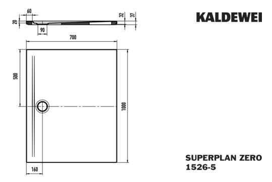 Kaldewei Duschwanne SUPERPLAN ZERO 1526-5 70x100cm, Wannenträger extraflach, SEC, weiß